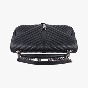 Pre-owned Yves Saint Laurent COLLEGE Black Leather 392738 shoulderbag | stylenewstar