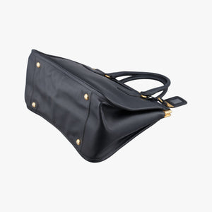 Pre-owned Prada Double Handle Tote Black SAFFIANO Leather BN2186 handbag | stylenewstar