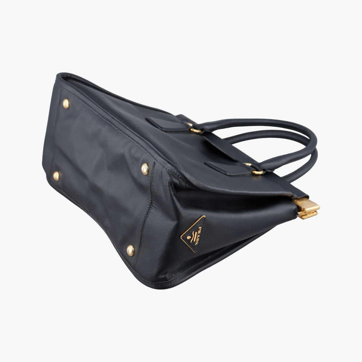 Pre-owned Prada Double Handle Tote Black SAFFIANO Leather BN2186 handbag | stylenewstar