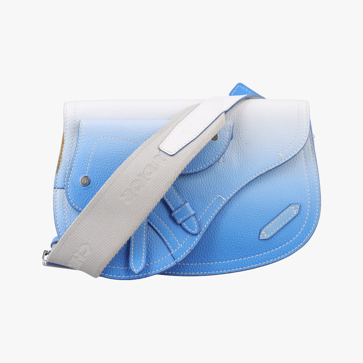 Pre-owned Christian Dior Saddle Blue × Gray leather  bum bag/waist bag | stylenewstar