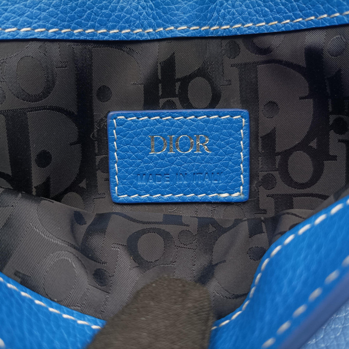 Pre-owned Christian Dior Saddle Blue × Gray leather  bum bag/waist bag | stylenewstar