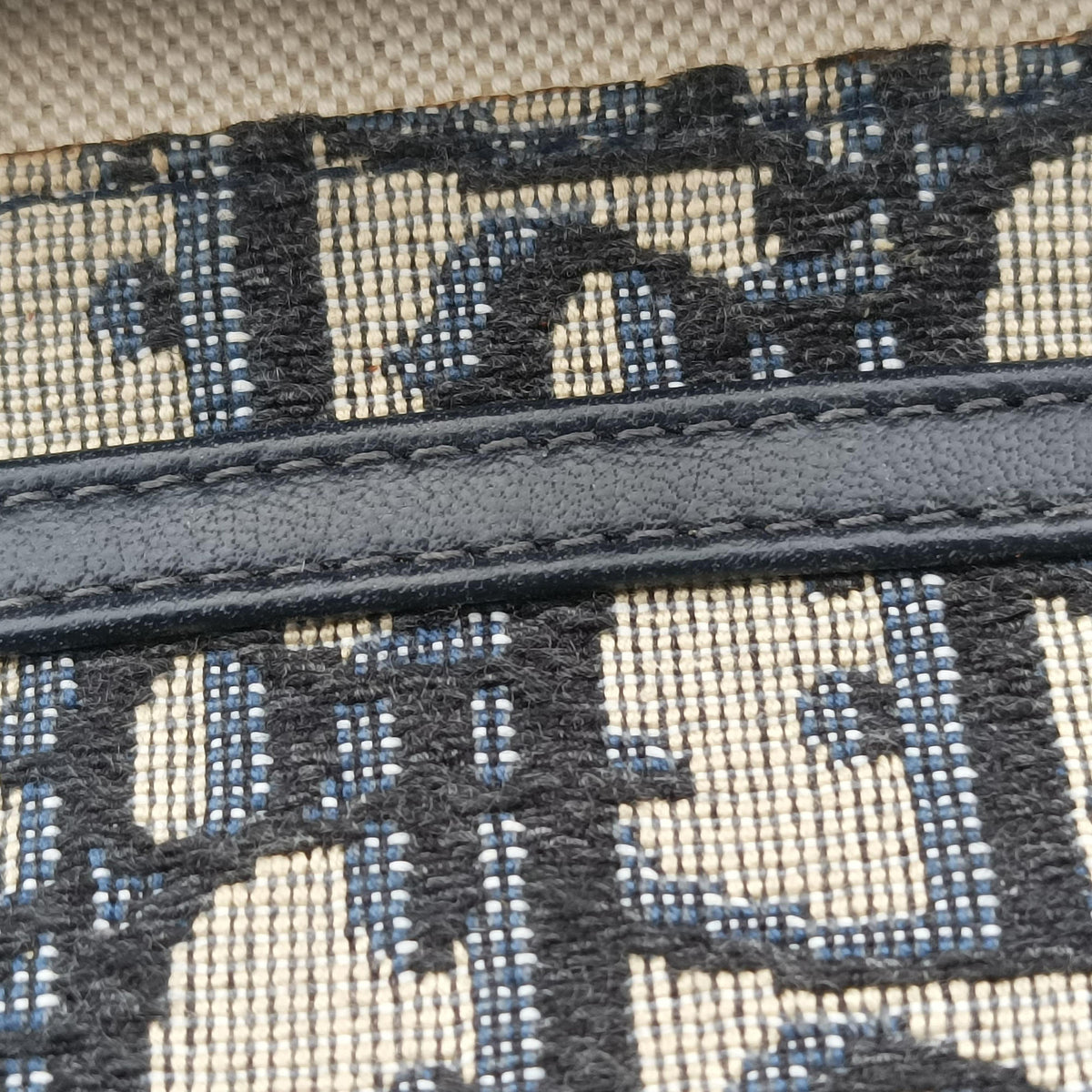 Secondhand Christian Dior Saddle Phone holder Navy jacquard×Leather  shoulderbag | stylenewstar