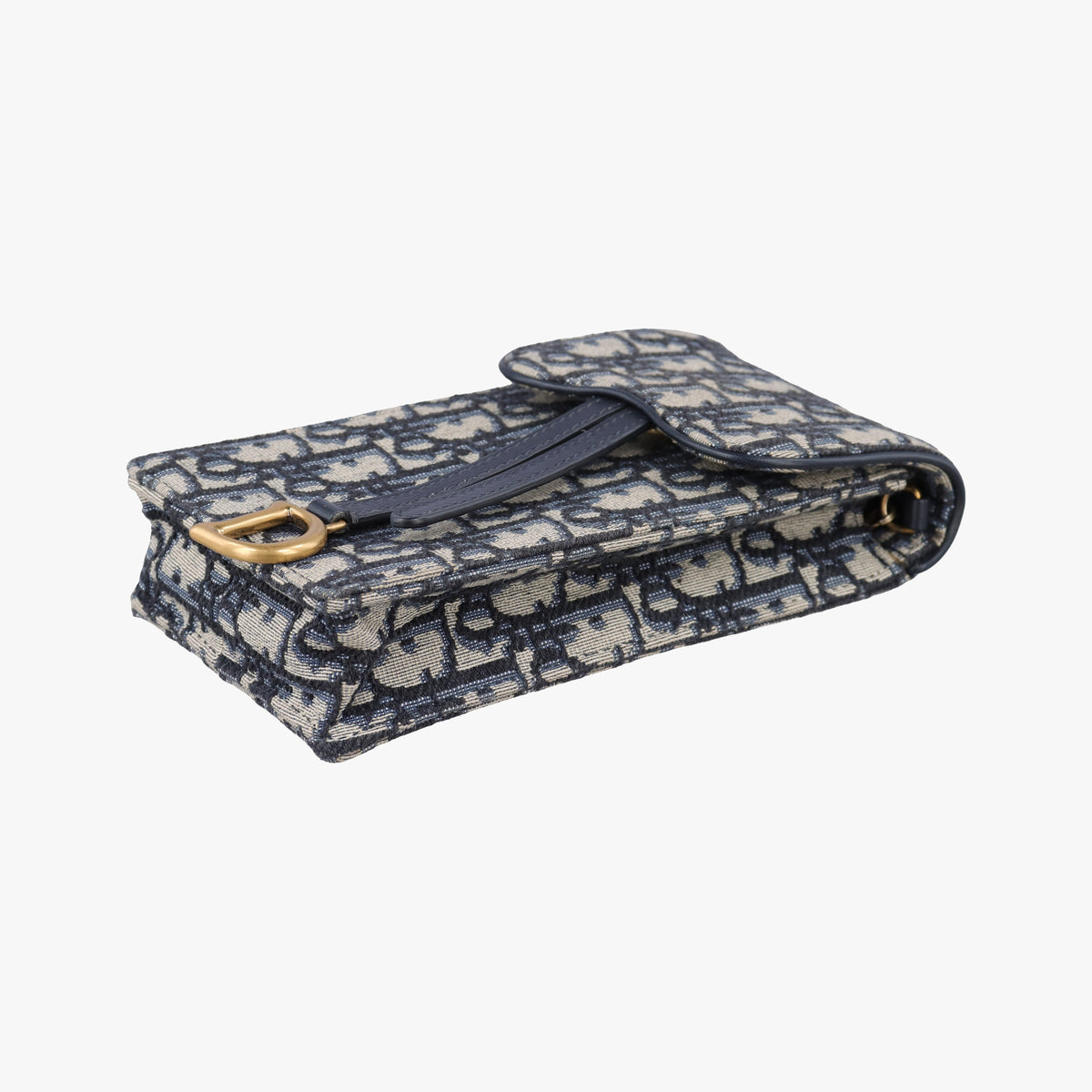 Secondhand Christian Dior Saddle Phone holder Navy jacquard×Leather  shoulderbag | stylenewstar