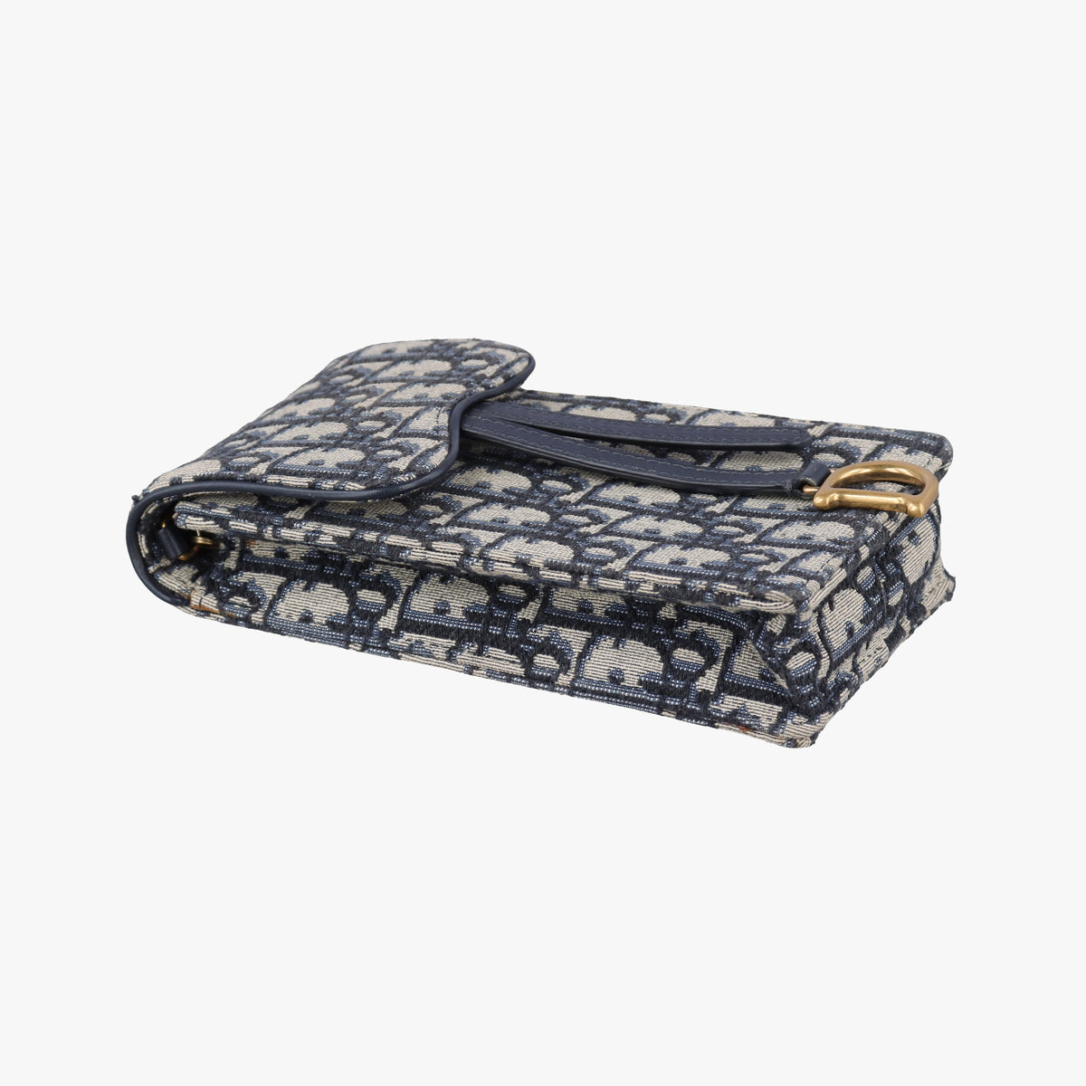 Secondhand Christian Dior Saddle Phone holder Navy jacquard×Leather  shoulderbag | stylenewstar