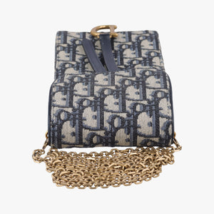 Secondhand Christian Dior Saddle Phone holder Navy jacquard×Leather  shoulderbag | stylenewstar