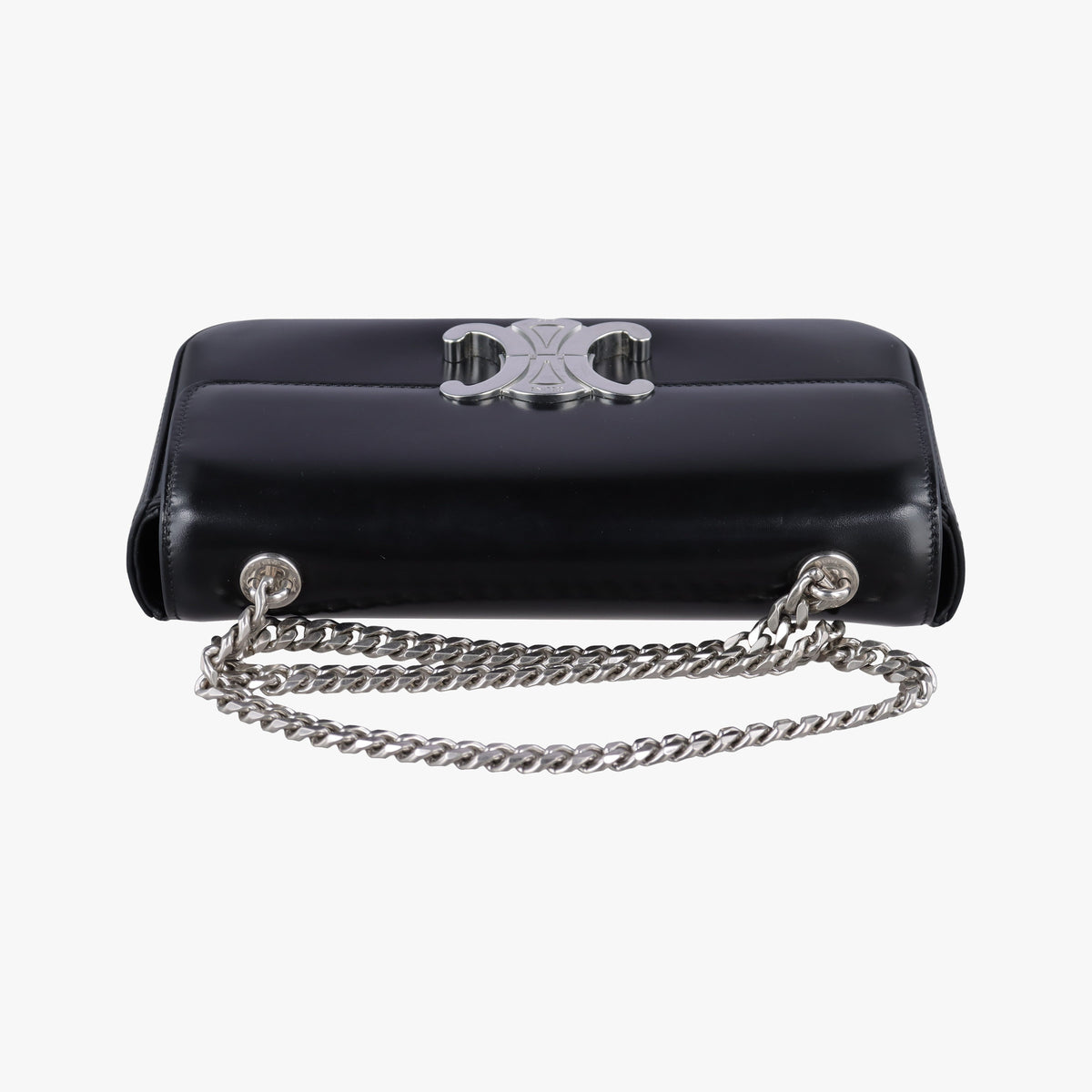 Secondhand Celine Claude Triomphe Chain Black Leather  shoulderbag | stylenewstar