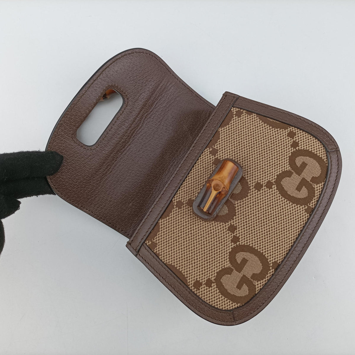 Pre-owned Gucci Jumbo GG Bamboo Beige x Brown canvas×leather 686864 shoulderbag | stylenewstar