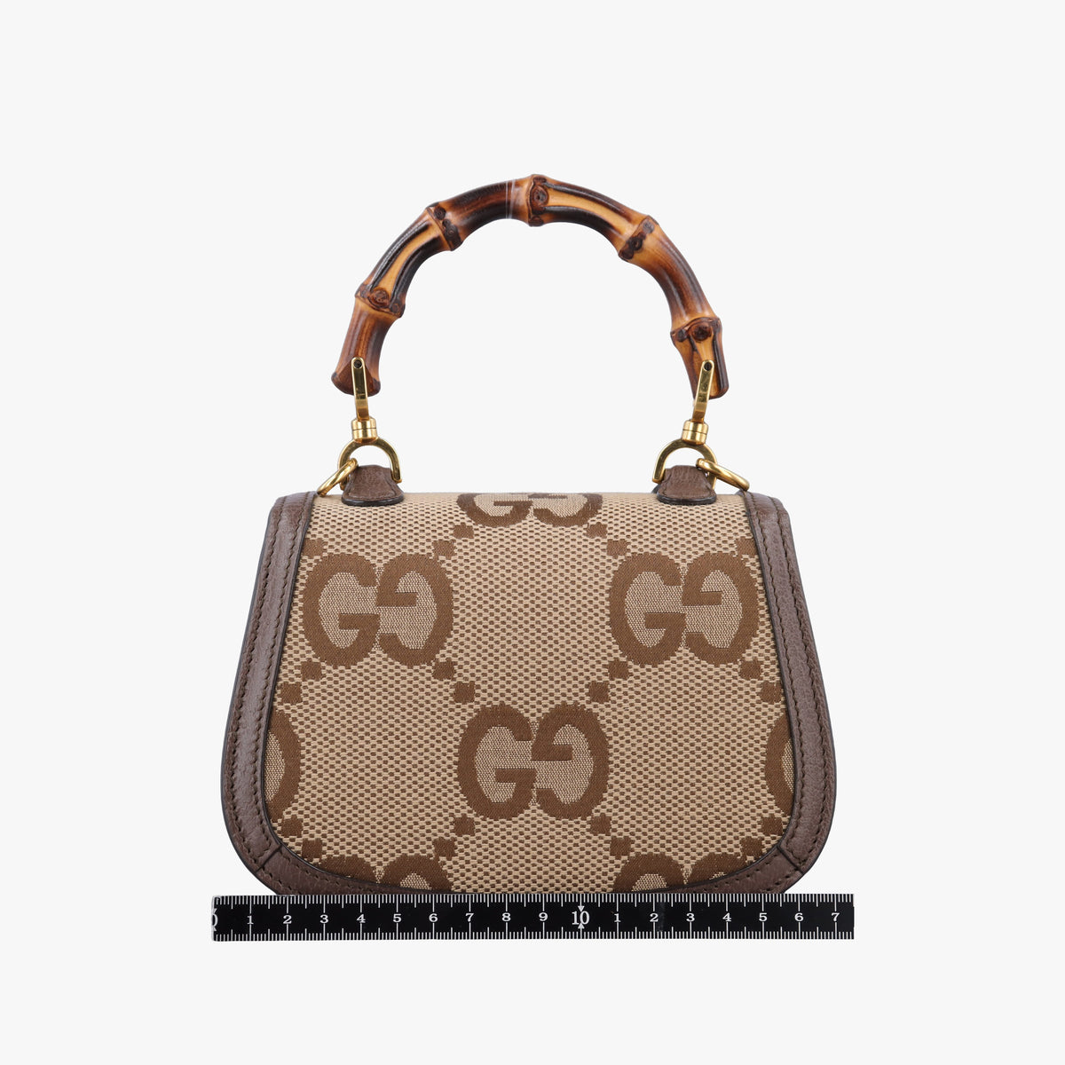 Pre-owned Gucci Jumbo GG Bamboo Beige x Brown canvas×leather 686864 shoulderbag | stylenewstar