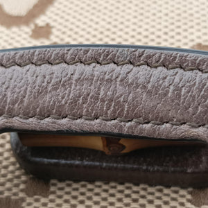 Pre-owned Gucci Jumbo GG Bamboo Beige x Brown canvas×leather 686864 shoulderbag | stylenewstar