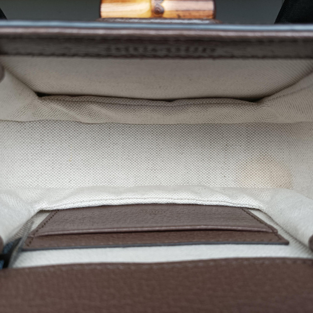 Pre-owned Gucci Jumbo GG Bamboo Beige x Brown canvas×leather 686864 shoulderbag | stylenewstar