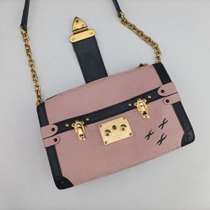 Vintage Louis Vuitton Trunk clutch Pink×Black Leather×Epi M53191 shoulderbag | stylenewstar