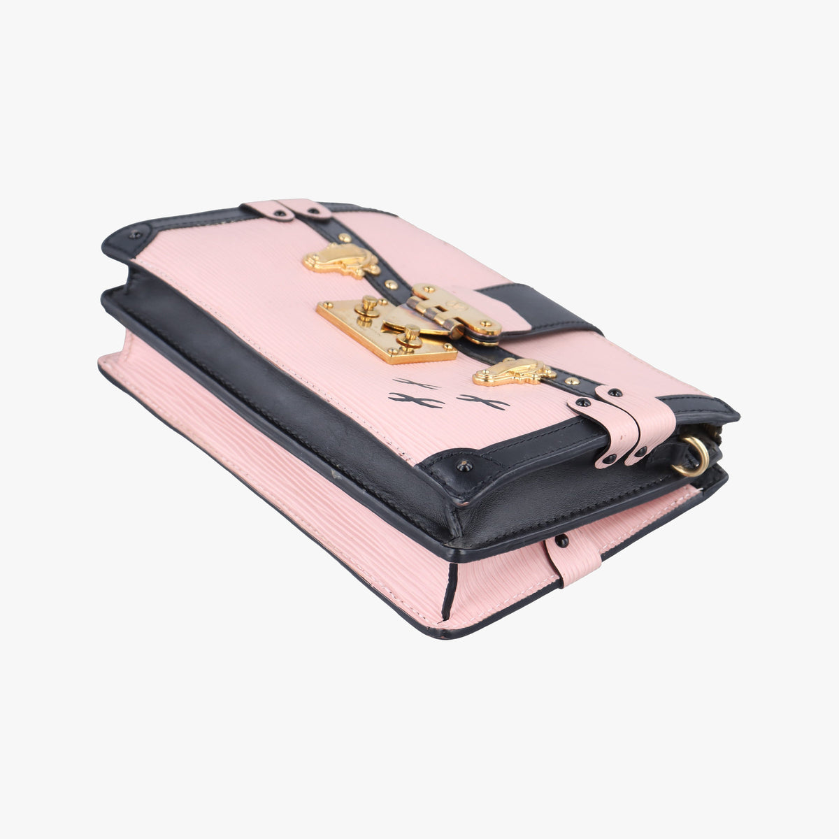 Vintage Louis Vuitton Trunk clutch Pink×Black Leather×Epi M53191 shoulderbag | stylenewstar