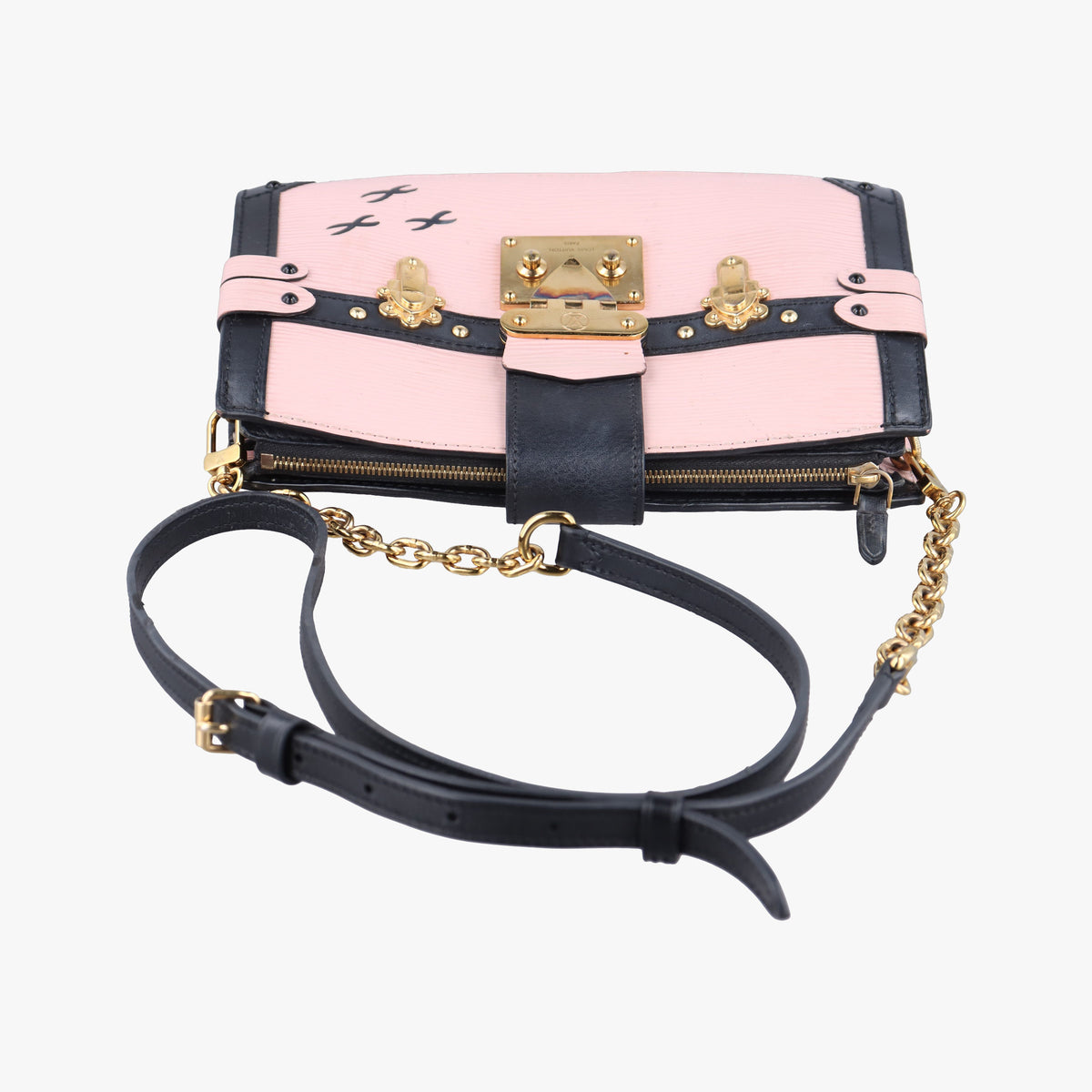 Vintage Louis Vuitton Trunk clutch Pink×Black Leather×Epi M53191 shoulderbag | stylenewstar