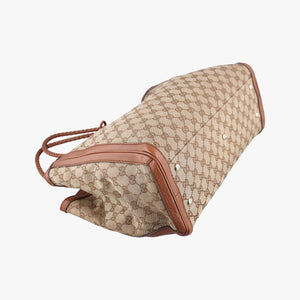 Pre-owned Gucci Bella Bamboo Tassel fringe Beige xBrown canvas×leather 269945 handbag | stylenewstar