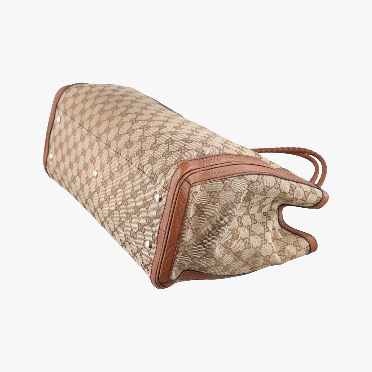 Pre-owned Gucci Bella Bamboo Tassel fringe Beige xBrown canvas×leather 269945 handbag | stylenewstar