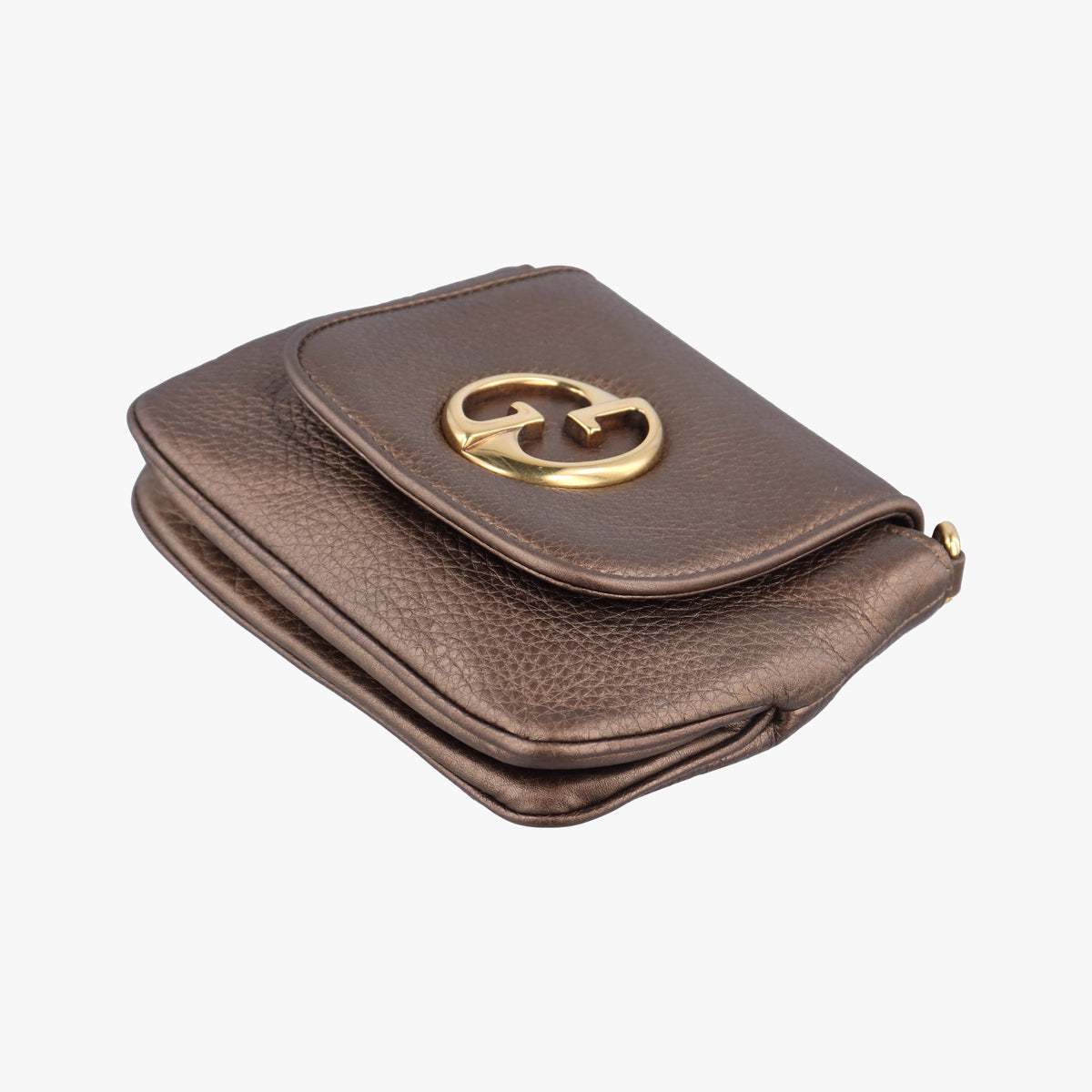 Pre-owned Gucci 1973 Double G Golden Leather 251821 shoulderbag | stylenewstar