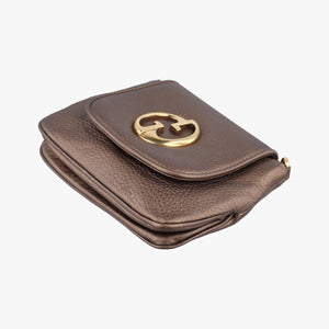 Pre-owned Gucci 1973 Double G Golden Leather 251821 shoulderbag | stylenewstar