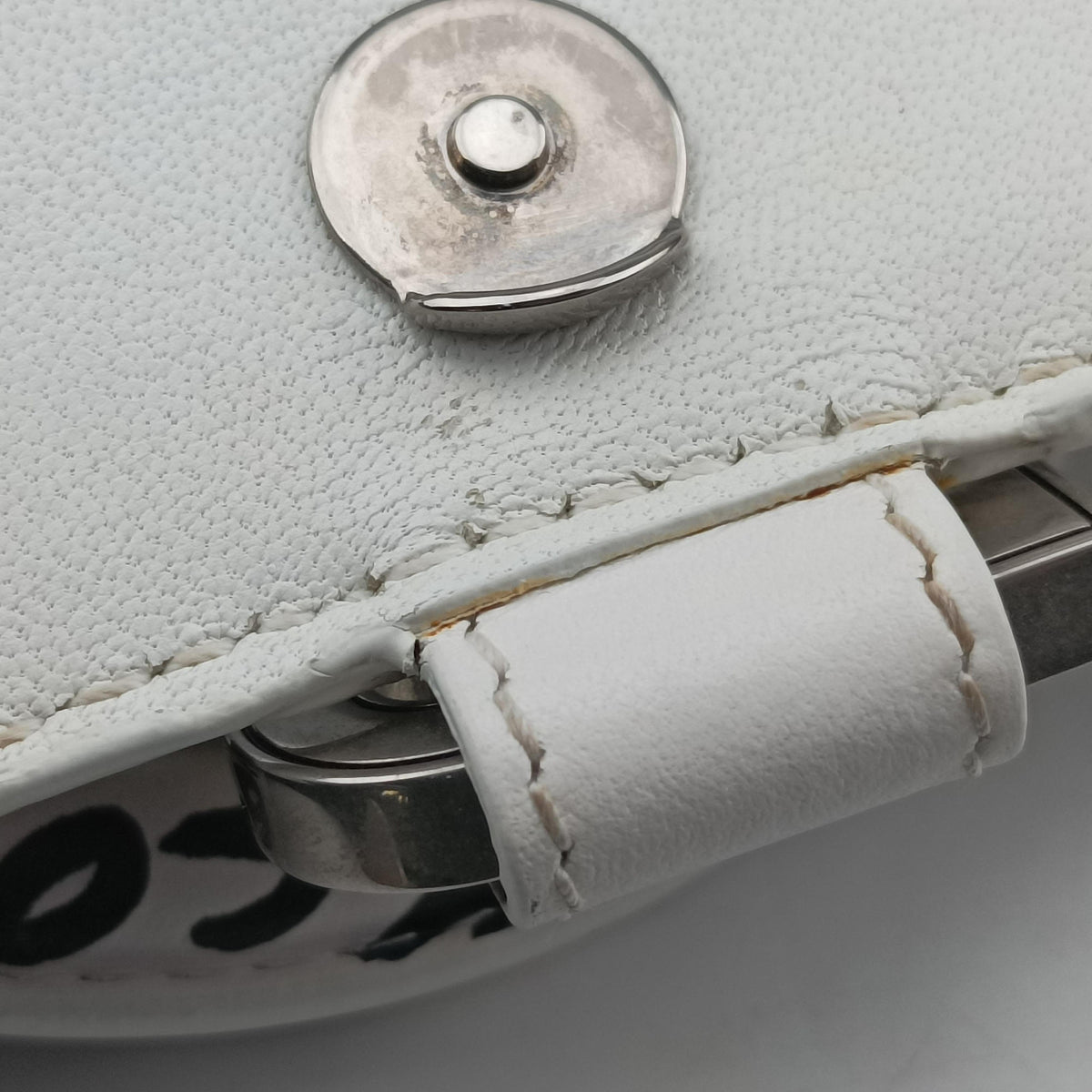 Pre-owned Balenciaga Hourglass Graffiti White×Black Leather  shoulderbag | stylenewstar