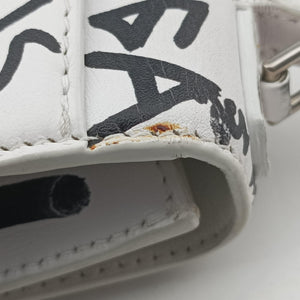 Pre-owned Balenciaga Hourglass Graffiti White×Black Leather  shoulderbag | stylenewstar