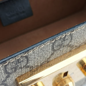 Pre-owned Gucci GG Supreme Bamboo Padlock Beige×Black×Brown PVC coated canvas×leather 603221 shoulderbag | stylenewstar