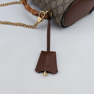 Pre-owned Gucci GG Supreme Bamboo Padlock Beige×Black×Brown PVC coated canvas×leather 603221 shoulderbag | stylenewstar