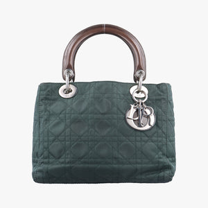 Secondhand Christian Dior Lady Dior Green Nylon×Patent  handbag | stylenewstar