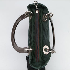 Secondhand Christian Dior Lady Dior Green Nylon×Patent  handbag | stylenewstar