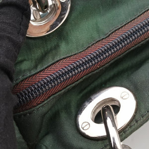 Secondhand Christian Dior Lady Dior Green Nylon×Patent  handbag | stylenewstar