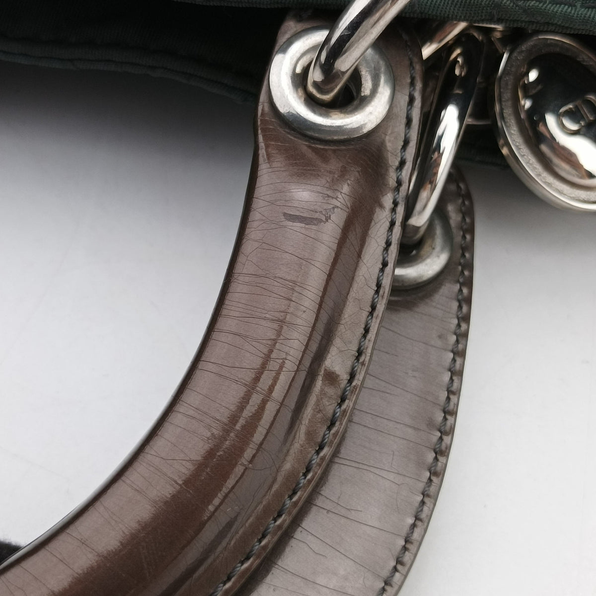 Secondhand Christian Dior Lady Dior Green Nylon×Patent  handbag | stylenewstar