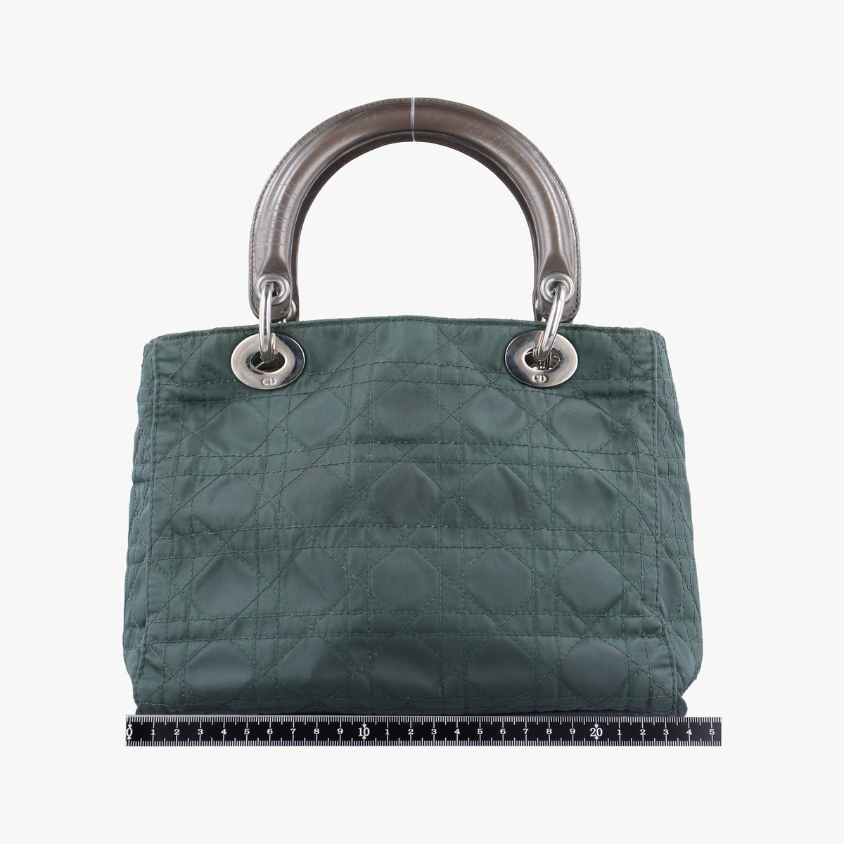 Secondhand Christian Dior Lady Dior Green Nylon×Patent  handbag | stylenewstar