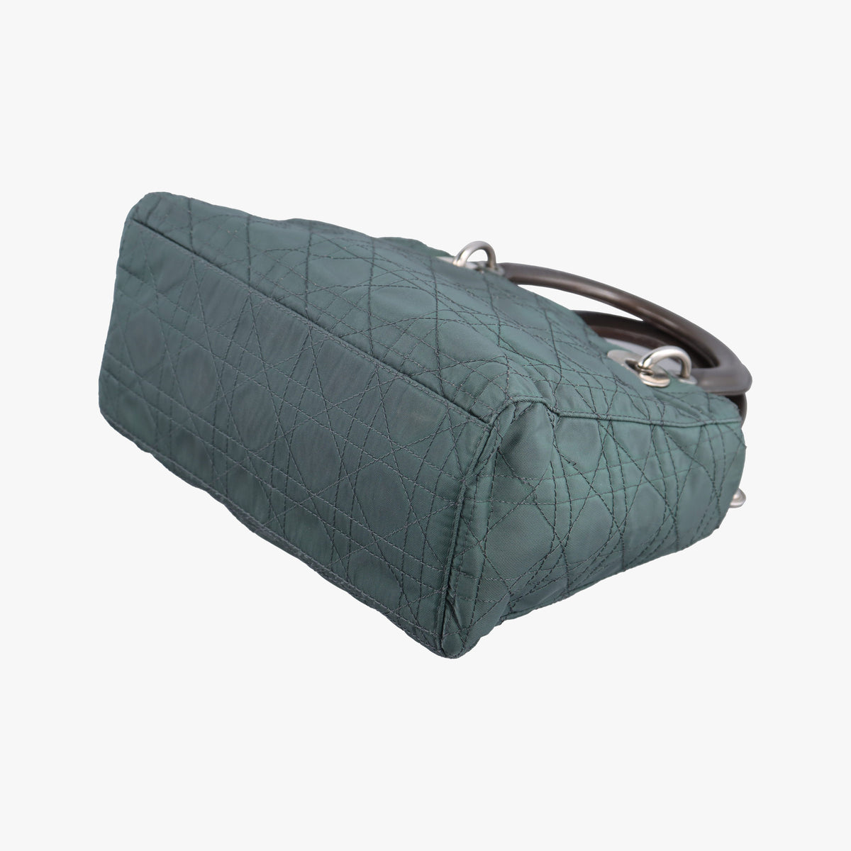 Secondhand Christian Dior Lady Dior Green Nylon×Patent  handbag | stylenewstar