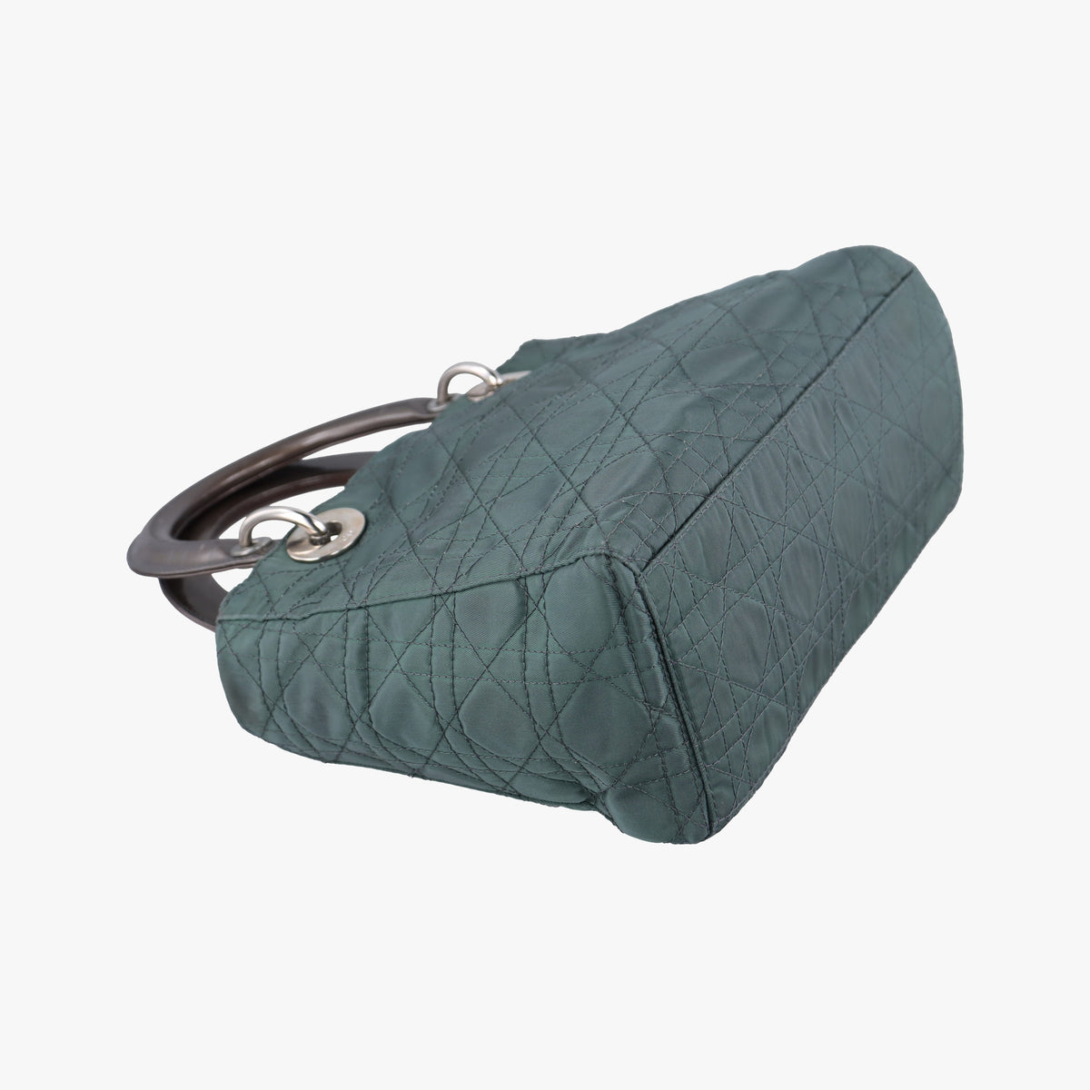 Secondhand Christian Dior Lady Dior Green Nylon×Patent  handbag | stylenewstar
