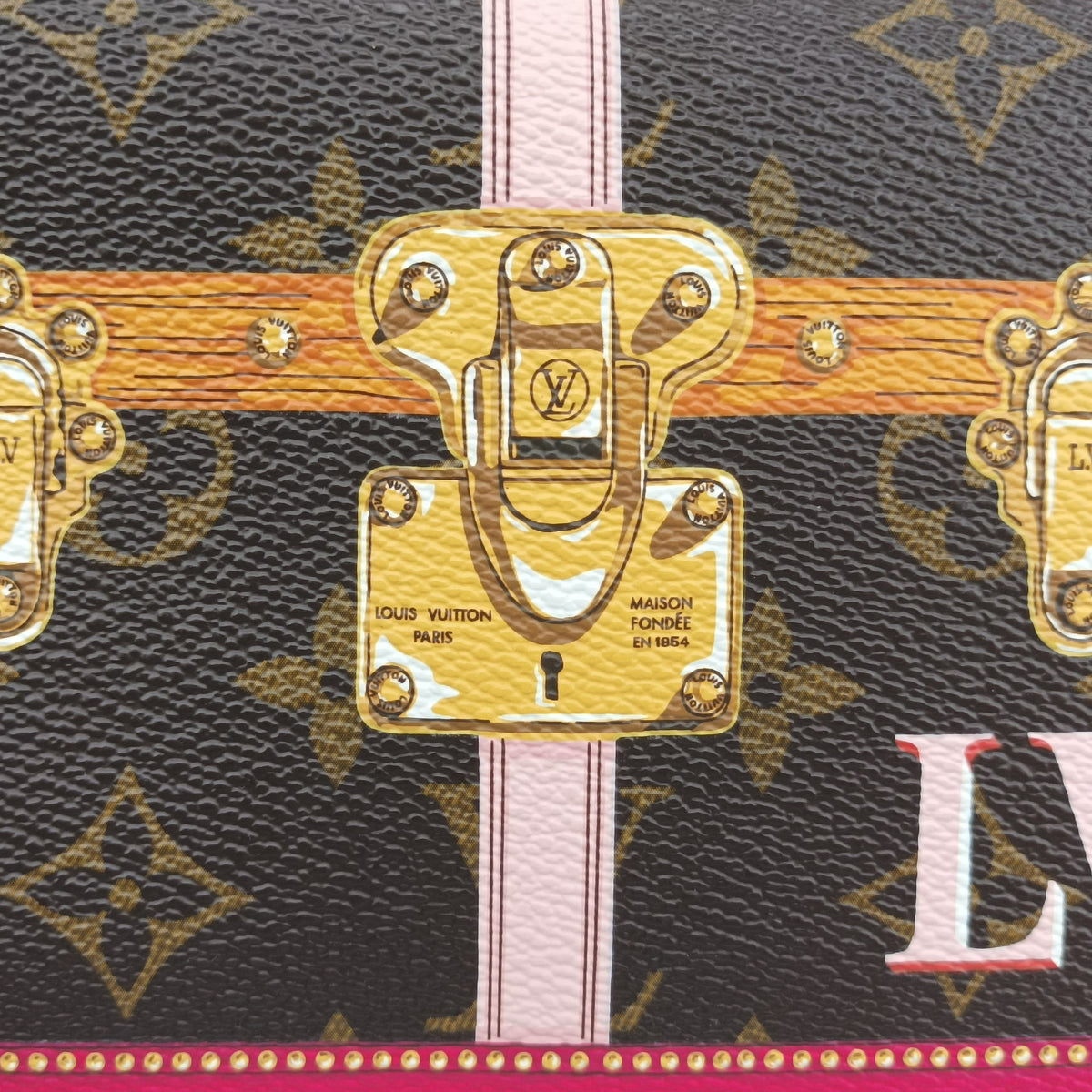 Pre-owned Louis Vuitton Pochette Weekend brown×Fuchsia Pink Monogram Canvas M62456 shoulderbag | stylenewstar