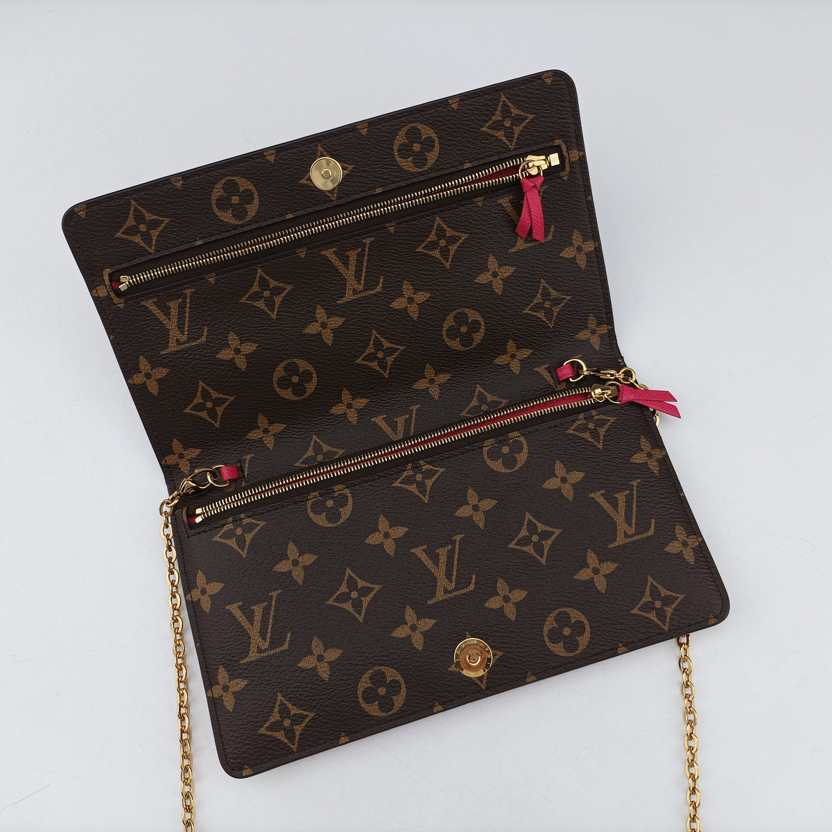 Pre-owned Louis Vuitton Pochette Weekend brown×Fuchsia Pink Monogram Canvas M62456 shoulderbag | stylenewstar
