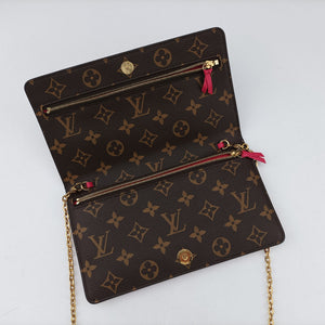 Pre-owned Louis Vuitton Pochette Weekend brown×Fuchsia Pink Monogram Canvas M62456 shoulderbag | stylenewstar