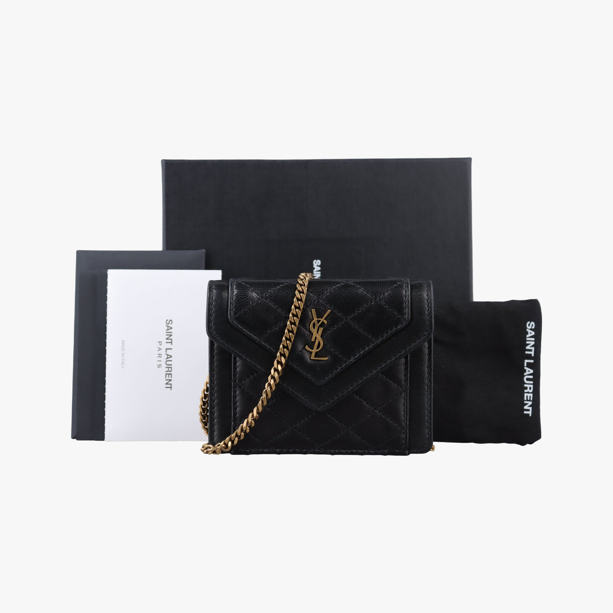 Pre-owned Yves Saint Laurent Gaby Micro Black Leather 685212 shoulderbag | stylenewstar