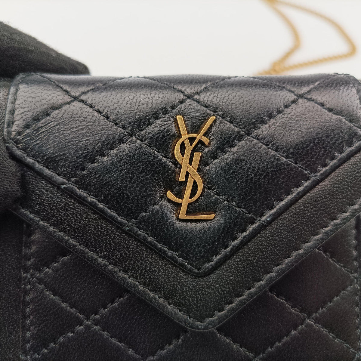 Pre-owned Yves Saint Laurent Gaby Micro Black Leather 685212 shoulderbag | stylenewstar