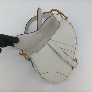 Pre-owned Christian Dior Saddle White Leather  handbag | stylenewstar