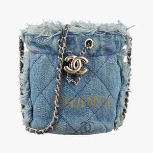 Vintage Chanel Matelasse Mini Bucket Blue Denim AP2603 shoulderbag | stylenewstar