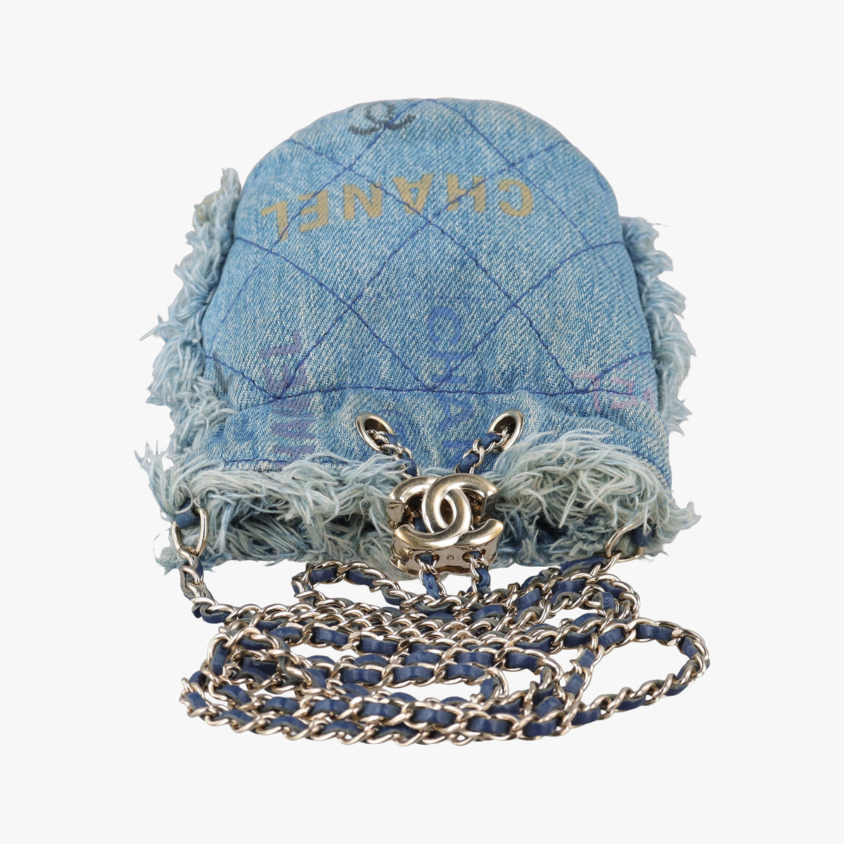 Vintage Chanel Matelasse Mini Bucket Blue Denim AP2603 shoulderbag | stylenewstar