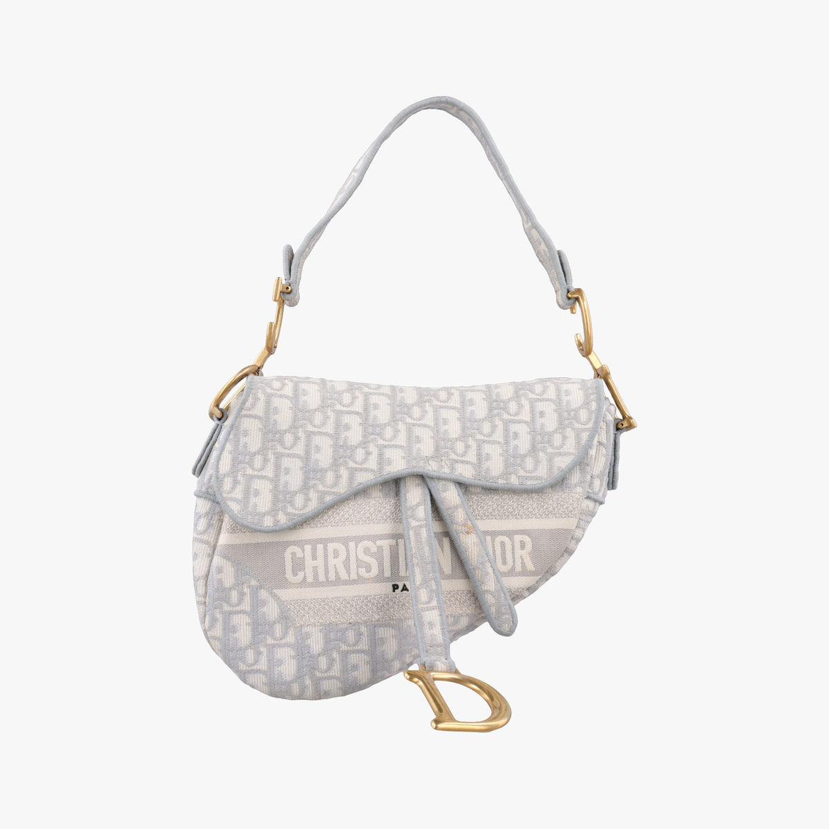 Pre-owned Christian Dior Saddle Grey Jacquard  handbag | stylenewstar