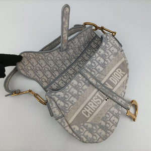 Pre-owned Christian Dior Saddle Grey Jacquard  handbag | stylenewstar