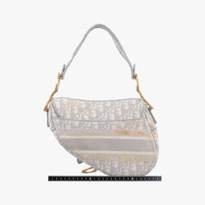 Pre-owned Christian Dior Saddle Grey Jacquard  handbag | stylenewstar