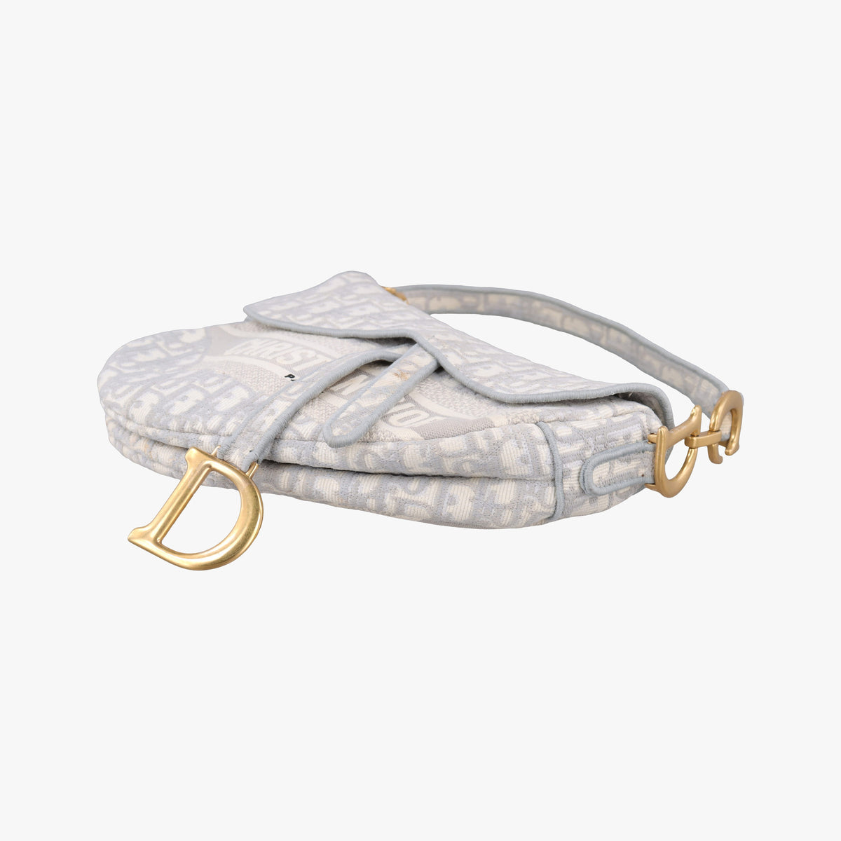 Pre-owned Christian Dior Saddle Grey Jacquard  handbag | stylenewstar
