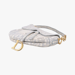 Pre-owned Christian Dior Saddle Grey Jacquard  handbag | stylenewstar