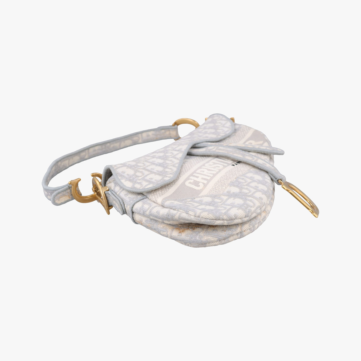 Pre-owned Christian Dior Saddle Grey Jacquard  handbag | stylenewstar