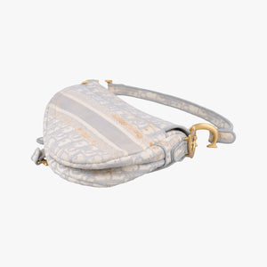 Pre-owned Christian Dior Saddle Grey Jacquard  handbag | stylenewstar