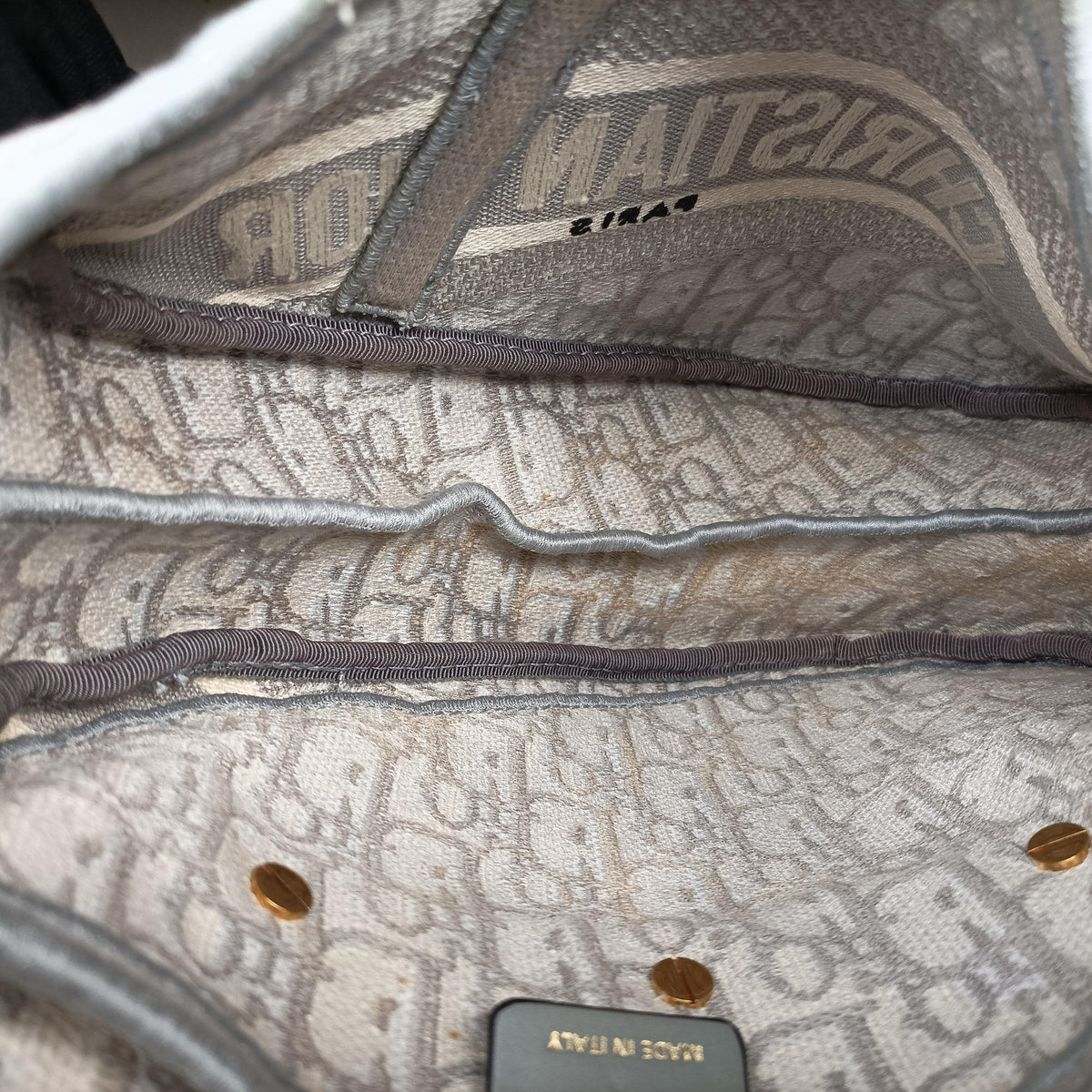 Pre-owned Christian Dior Saddle Grey Jacquard  handbag | stylenewstar