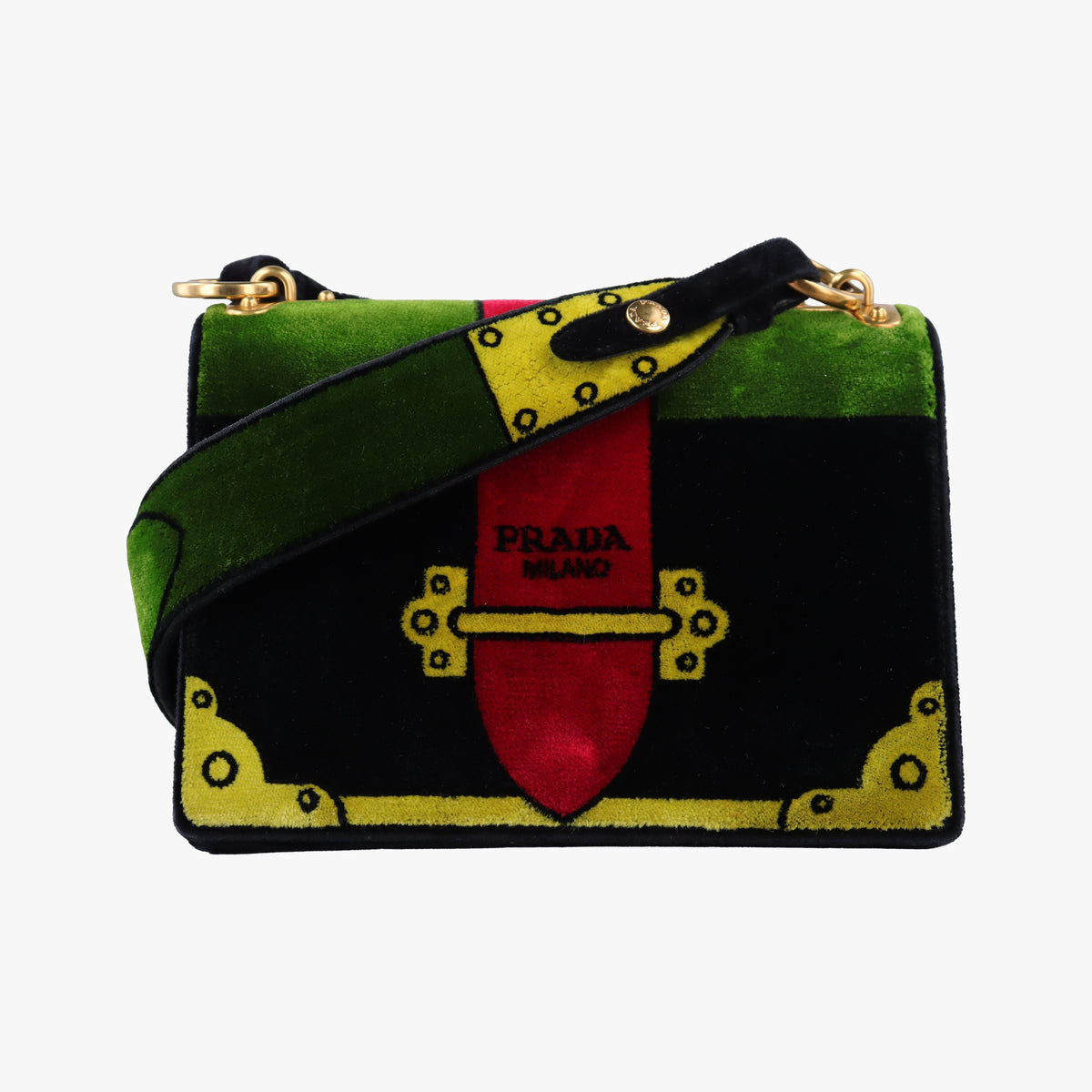 Pre-owned Prada Cahier Multicolour velour 1BD075 shoulderbag | stylenewstar