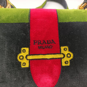 Pre-owned Prada Cahier Multicolour velour 1BD075 shoulderbag | stylenewstar